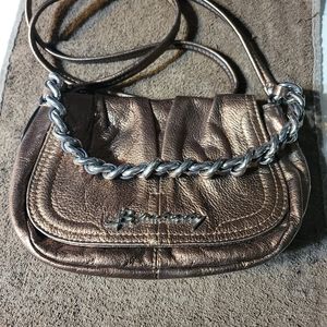GORGEOUS BRUCE MAKOWSKY BRONZE LEATHER CROSSBODY BAG